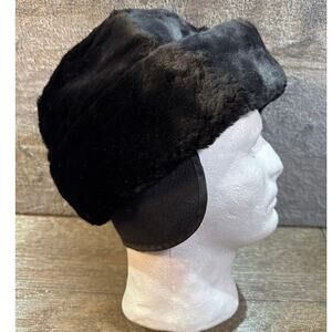 True Vintage x 60s North King Dyed Beaver Fur Diplomat Hat Cossack Cap Large BLK